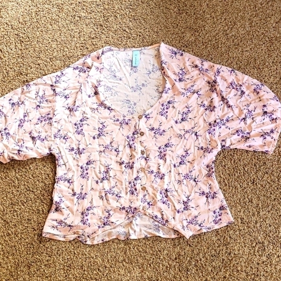 M. FASIS pink/ purple floral loose fitting top small - Picture 1 of 5